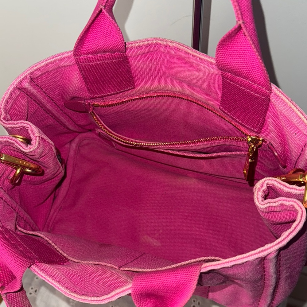 Prada Pink Canvas Crossbody Tote - Picture 7 of 13